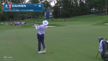 Joel Dahmen drains 15-foot birdie putt on No. 8 at Wyndham