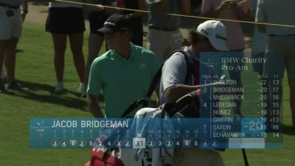 Jacob Bridgeman chips in for birdie at BMW Charity Pro-Am
