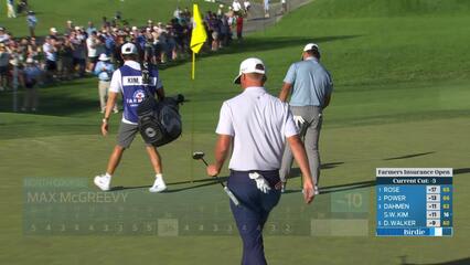 Max McGreevy makes birdie putt on No. 8 at Farmers