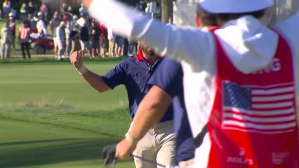 Cameron Young sinks a 39-foot eagle putt on No. 4 at the 2026 Presidents Cup