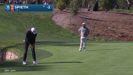 Jordan Spieth sinks 13-foot birdie putt on No. 15 at AT&T Pebble Beach
