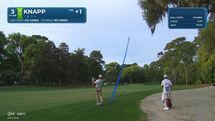 Jake Knapp drains 24-foot birdie putt on No. 3 at RBC Heritage