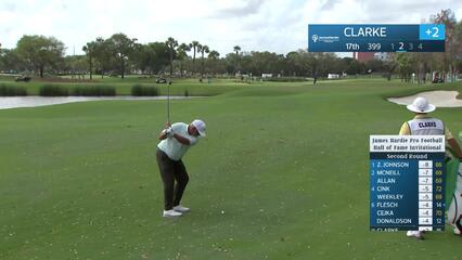 Darren Clarke makes birdie on No. 17 at James Hardie Pro Football Hall of Fame Invitational