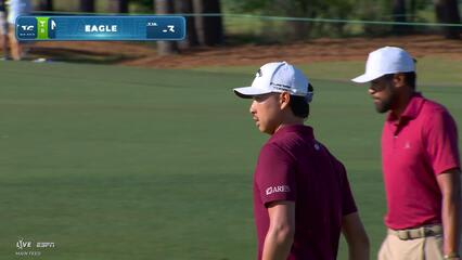 Min Woo Lee sinks 31-foot eagle putt on No. 16 at Texas Children's