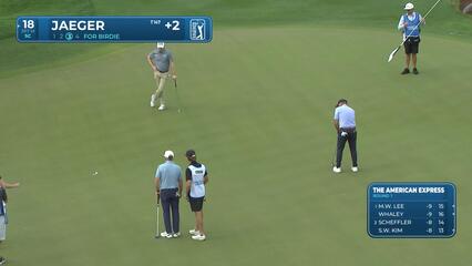 Stephan Jaeger sinks 18-foot birdie putt on No. 18 at The American Express