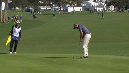 Jim Furyk holes birdie putt at Hoag Classic