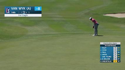 Kieron Van Wyk rolls in lengthy eagle putt at Puerto Rico