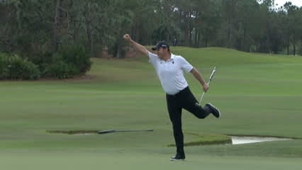 Nick Faldo pours in a 44-footer for eagle at PNC Father/Son