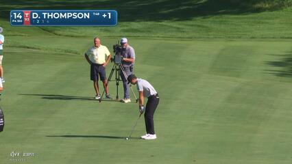 Davis Thompson gets up-and-down from 80 yards for birdie on No. 14 at John Deere