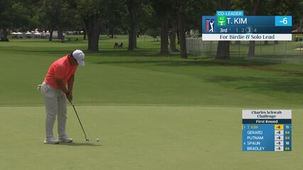 Tom Kim drains 18-foot birdie putt on No. 3 at Charles Schwab