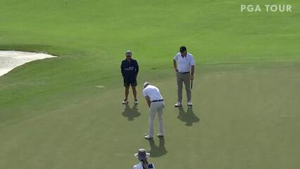 Nick Faldo nearly holes eagle chip at PNC Championship