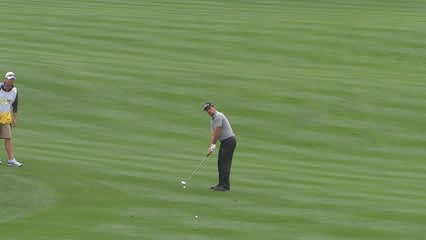 Nicholas Thompson’s approach rolls within inches at Waste Management