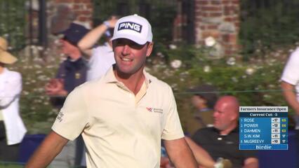 Austin Eckroat sinks 37-foot birdie putt on No. 18 at Farmers