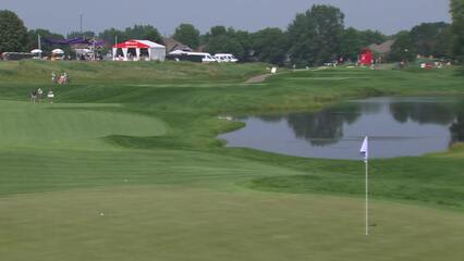 Brendan Valdes sinks a 27-foot birdie putt on No. 7 at 3M Open
