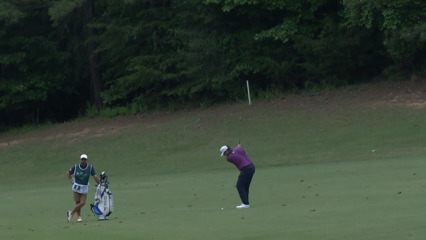 Harry Higgs dials in approach to set up birdie at BMW Charity Pro-Am