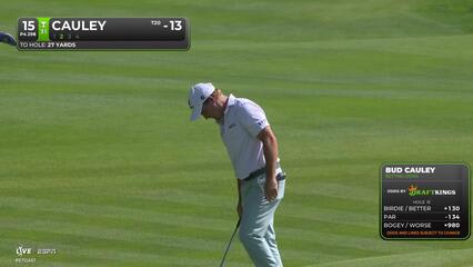 Bud Cauley drains 4-foot putt for birdie on No. 15 at Travelers