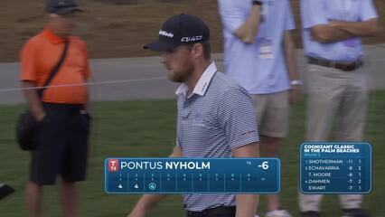 Pontus Nyholm sinks 6-foot birdie putt on No. 3 at Cognizant Classic
