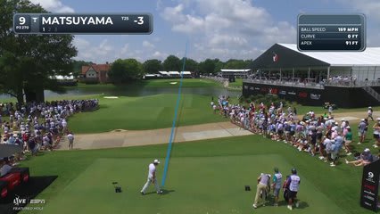 Hideki Matsuyama hits tee shot to 2 feet, sets up birdie on No. 9 at TOUR Championship