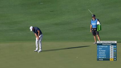 Tom Hoge pours in 14-foot birdie putt on No. 16 at The American Express