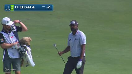 Sahith Theegala gets up-and-down from 100 yards for birdie on No. 1 at Travelers