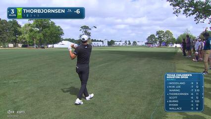 Michael Thorbjornsen sinks 2-foot birdie putt on No 3 at Texas Children's