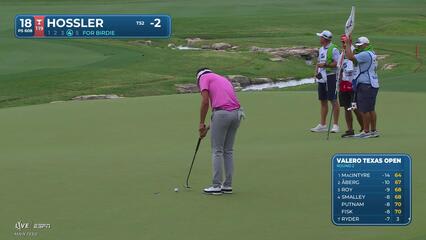 Beau Hossler drains 19-inch birdie putt on No. 18 at Valero