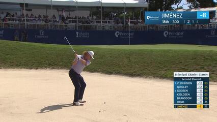 Miguel Angel Jiménez makes birdie on No. 18 at Principal Charity Classic