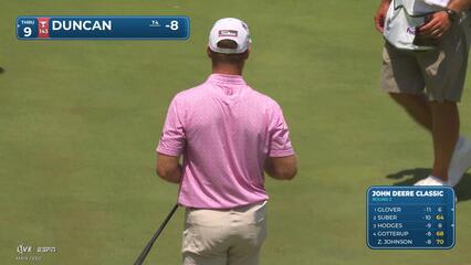 Tyler Duncan sinks 18-foot birdie putt on No. 18 at John Deere