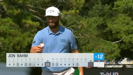 Jon Rahm's 140-yard approach in close leads to birdie at TOUR Championship