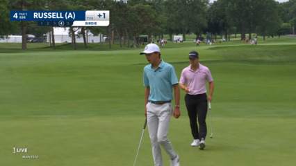 Miles Russell sinks a 20-foot birdie putt at Rocket Mortgage