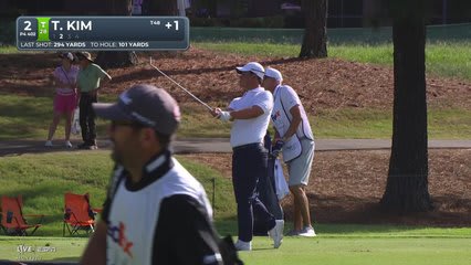 Tom Kim gets up-and-down from 102 yards for birdie on No. 2 at FedEx St. Jude