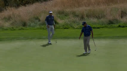 Gene Sauers rolls in birdie putt on No. 16 at Boeing Classic