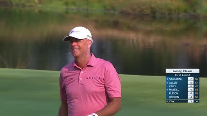 Stewart Cink holes out for birdie on No. 17 at Boeing Classic