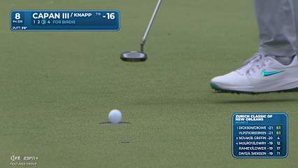 Frankie Capan III makes birdie on No. 8 at Zurich Classic
