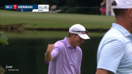 Jim Herman drains a 41-foot birdie putt at Wyndham
