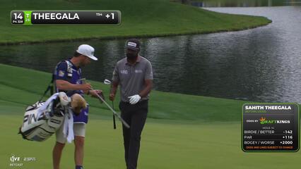 Sahith Theegala drains 21-inch putt for birdie on No. 14 at Truist Championship