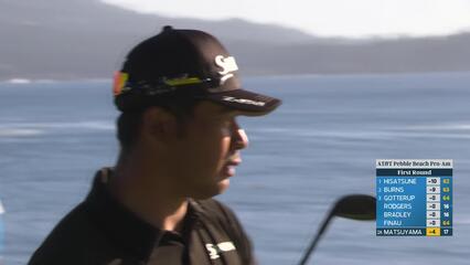 Hideki Matsuyama sinks 2-foot birdie putt on No. 18 at AT&T Pebble Beach