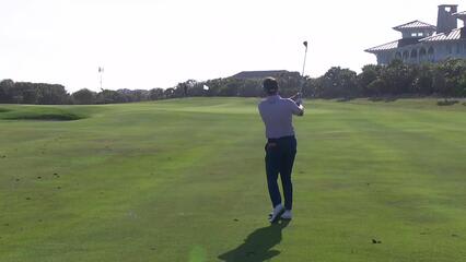 Hank Lebioda throws a dart to set up birdie at The Bahamas Great Abaco Classic