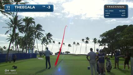 Sahith Theegala holes out for birdie from 64-feet on No. 11 at Sony Open