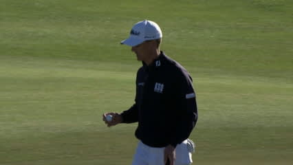 Blayne Barber holes a speedy putt for birdie at The RSM Classic