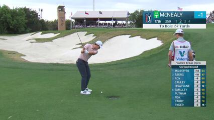 Maverick McNealy hits 55-yard approach to 5 feet, sets up birdie on No. 17 at Valero