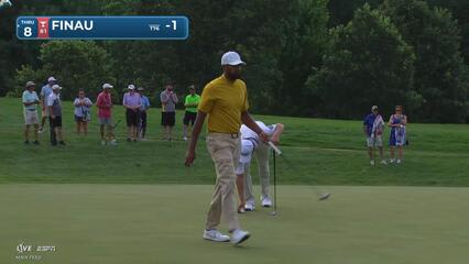 Tony Finau sinks 5-foot putt for birdie on No. 17 at John Deere