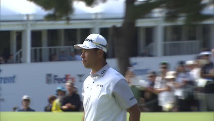 Hideki Matsuyama drains 20-foot birdie putt on No. 10 at Baycurrent