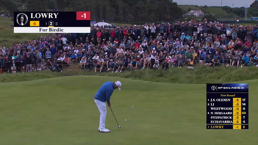Shane Lowry rolls in birdie putt at The Open