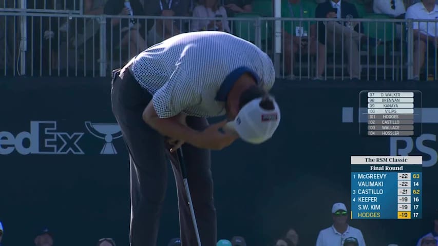 Lee Hodges narrowly misses 72nd-hole birdie putt, FedExCup top 100 at The RSM Classic