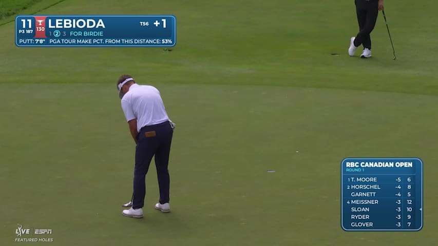 Hank Lebioda sinks 8-foot birdie putt on No. 11 at RBC Canadian