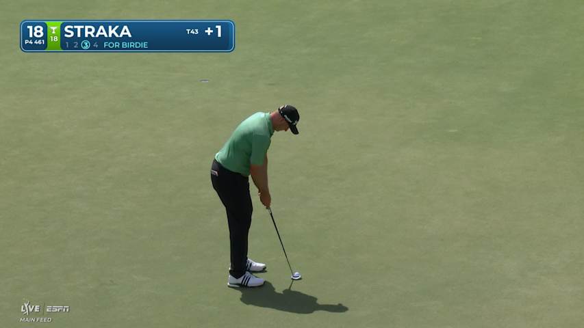 Sepp Straka pours in 25-foot birdie putt on No. 18 at Arnold Palmer