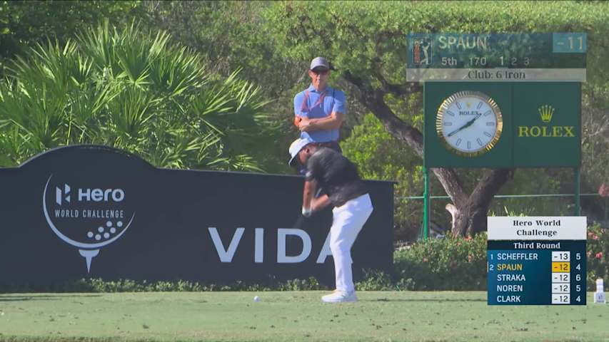 J.J. Spaun hits 170-yard approach to 5 feet, makes birdie on No. 5 at Hero World Challenge