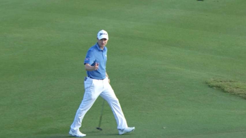 Russell Knox's birdie putt from the fringe at Hero World Challenge