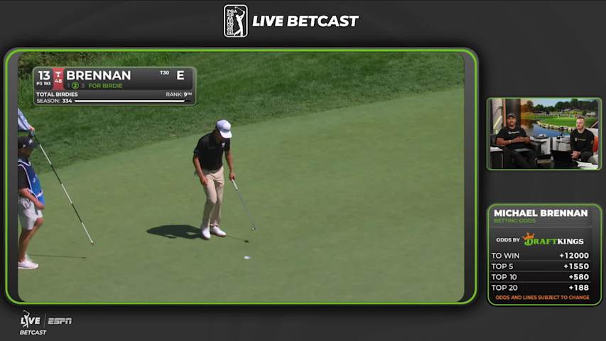 Michael Brennan drains 15-foot putt for birdie on No. 13 at BMW Championship